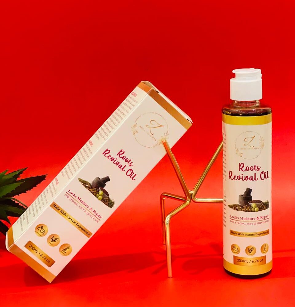Roots Revival Hair Oil – 200ml by Zoya Organics Roots Revival Hair Oil by Zoya Organics – 200 ml herbal hair oil for growth, repair and moisture, made with natural ingredients.